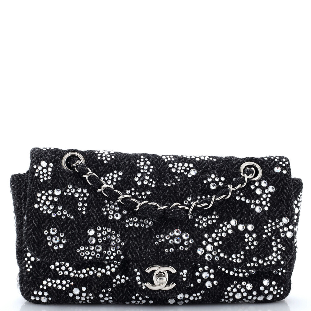 Chanel Large CC Flap Bag Strass Embellished Wool